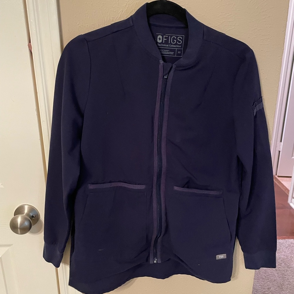 Figs Navy Bellery Scrub Jacket Size XS